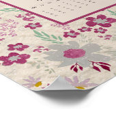 2026 Rosa Graues Blumenmuster-Kalender Poster (Ecke)