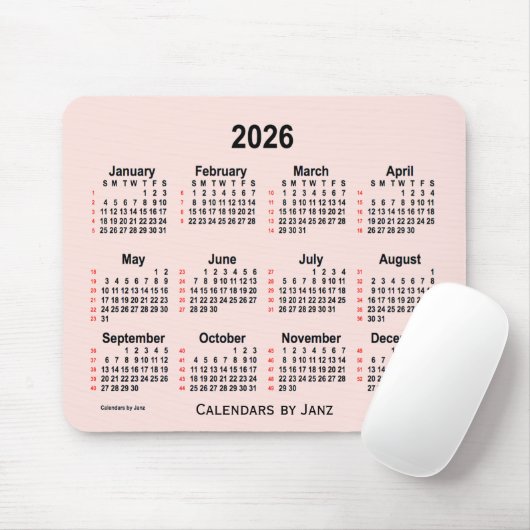 2026 Rose 52 Wochen Kalender von Janz Mousepad (Mit Mouse)