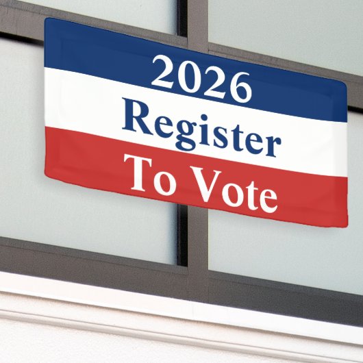 2026 Rot-Weiß-Register zur Abstimmung Banner (Äußeres Gebäude)