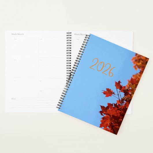 "2026" Rote Ahornblätter Blauer Hintergrund Planer (Anzeige)