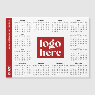 2026 Rotes Geschäftslogo Magnetischer Kalender Magnetkarte