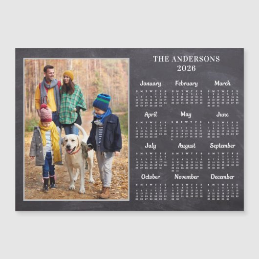 2026 Rustic Custom Foto Calendar Magnet Card (Vorderseite)