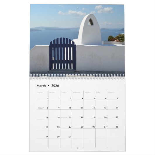 2026 Santorini Griechischer Inselkalender Kalender (Mär 2026)