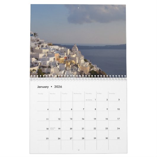 2026 Santorini Griechischer Inselkalender Kalender (Jan 2026)
