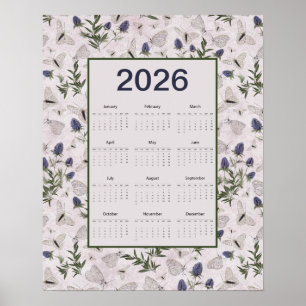 2026 Schmetterlinge Distel Wandkalender Poster