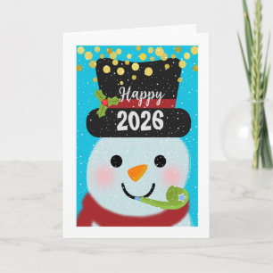 2026 Schneemann für ein Jahr Karte