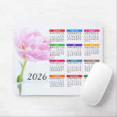 2026 Schöne rosa Peony | Blumenkalender Mousepad (Mit Mouse)