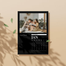 2026 Schwarz-Weiß-Porträtkalender - Januar
