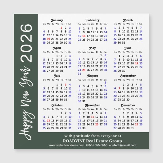 2026 Schwarz-weiße Magnetkarte für Unternehmen (Vorderseite)