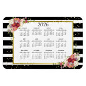 2026 Schwarz-weißer Streifen-Goldkalender Magnet (Horizontal)