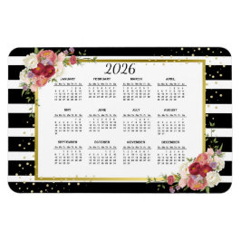 2026 Schwarz-weißer Streifen-Goldkalender Magnet