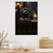 2026 Schwarzer Goldendoodle-Kalender Poster (Küche)