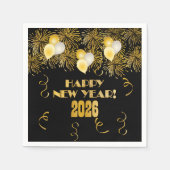 2026 Schwarzes Gold Glitter Silvesterparty Serviette (Vorderseite)