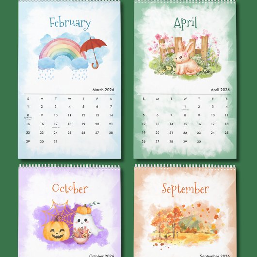 2026 Seasons Watercolor Calendar Kalender
