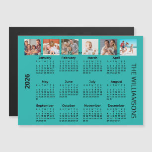 2026 Sechs Fotos Farbiger Kalender Magnet 