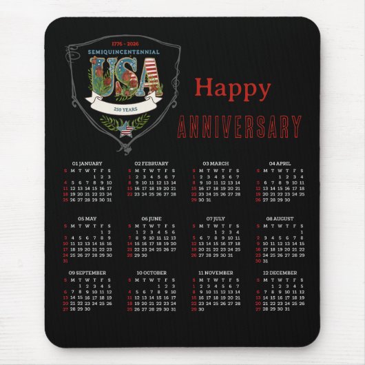 2026 Semiquincentennial Botanical Calendar  Mousepad (Vorne)