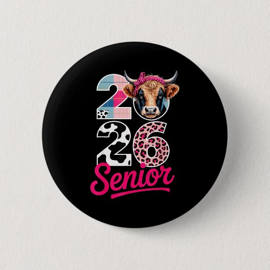 2026 Senior Cow Lovers Graduation Funny Cl Shirt F Button (Vorderseite)