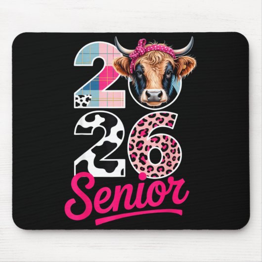 2026 Senior Cow Lovers Graduation Funny Cl Shirt F Mousepad (Vorne)