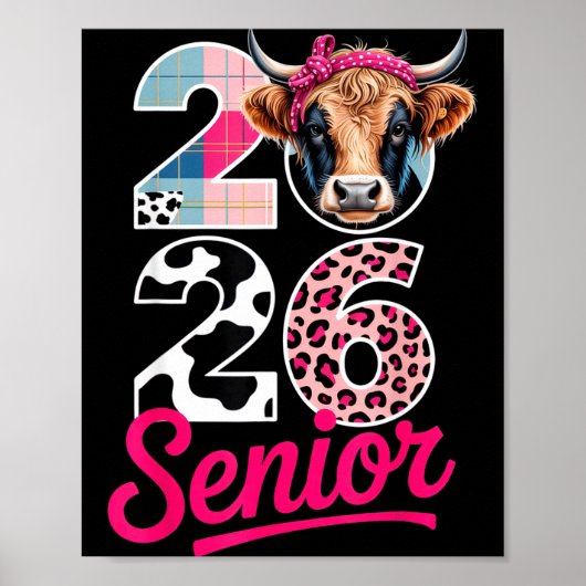2026 Senior Cow Lovers Graduation Funny Cl Shirt F Poster (Vorne)