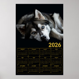 2026 Siberian Husky Calendar Poster