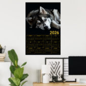 2026 Sibirischer Husky-Kalender Poster (Heimbüro)