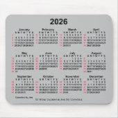 2026 Silver 52 Weeks ISO Calendar by Janz Mousepad (Vorne)