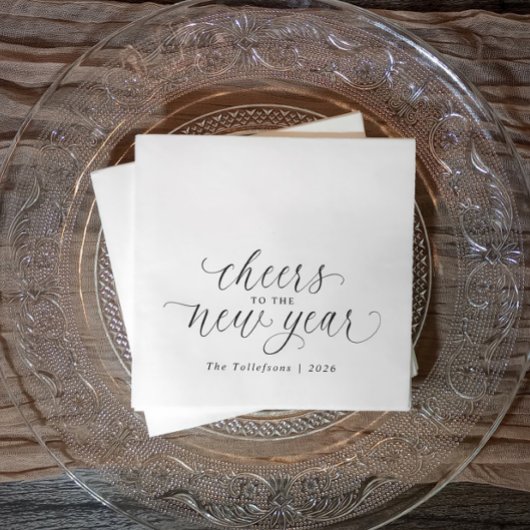 2026 Silvester Cheers Elegantes Skript Party Serviette