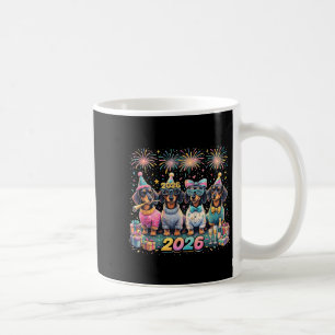 2026 Silvester Dachshund-Party Feuerwerk Spaß Kaffeetasse
