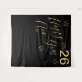 2026 Silvester Gold Schwarz Foto Stand Hintergrund Wandteppich (Vorderseite (Horizontal))