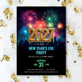 2026 Silvester Party Elegante Feuerwerke Einladung