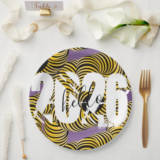 2026 Silvester Trippy Bold Schrift Pappteller (Hochzeit)