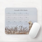 2026 Snowy Owl Full-Year Customizable Calendar Mousepad (Mit Mouse)