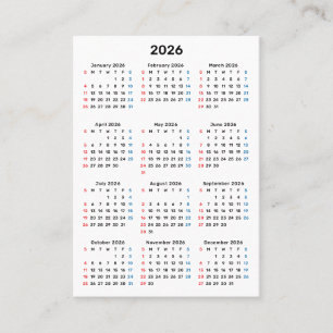 2026 Sonntag-Kalender Danke für den Kauf Visitenkarte