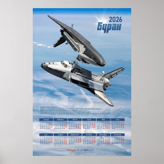 2026 Sowjetischer Buran-Shuttle-Rendezvous-Kalende Poster (Vorne)