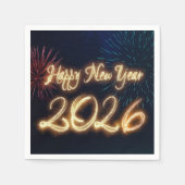 2026 Sparkling Happy New Year Fireworks Serviette (Vorderseite)