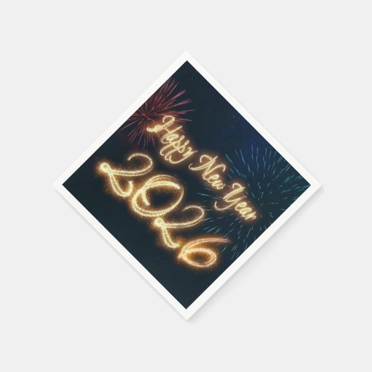 2026 Sparkling Happy New Year Fireworks Serviette (Ecke)