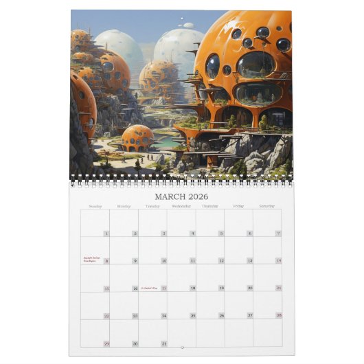 2026 Städte der Zukunft 5 Science Fiction Kalender (Mär 2026)