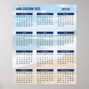 2026 Strandkalenderposter mit individuellem Text Poster