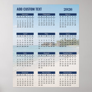 2026 Strandkalenderposter mit individuellem Text   Poster