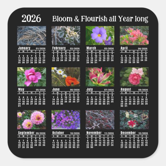 2026 SU Calendar Flower black Custom Vinyl Sticker (Vorderseite)