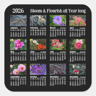 2026 SU Kalender Blume schwarz Custom Vinyl Aufkle Quadratischer Aufkleber