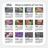 2026 SU-Kalender-Blumen-Vinyl-Aufkleber Quadratischer Aufkleber (Vorderseite)