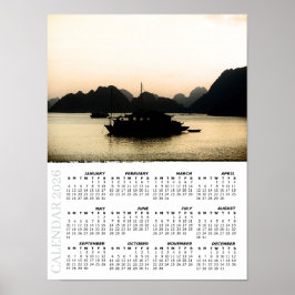 2026 Sunset Calendar, Halong Bay, Vietnam Poster