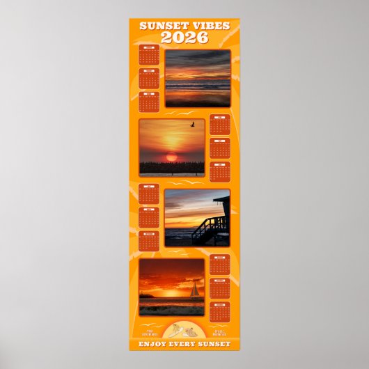 2026 Sunsets and Beach Vibes Calendar Poster (Vorne)