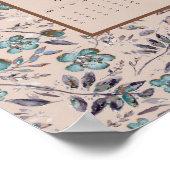 2026 Teal Flowers Calendar Poster (Ecke)