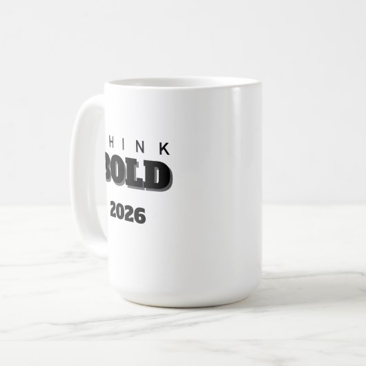 2026 tell u think bold Mug Kaffeetasse (Vorderseite Links)