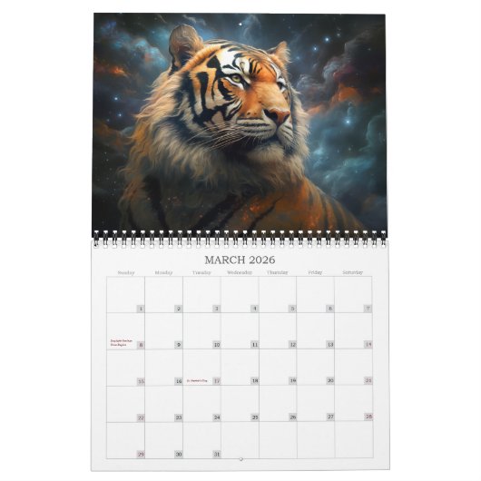 2026 Tigers Fantasy Art Kalender (Mär 2026)