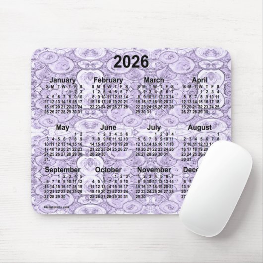 2026 Tiny Bubbles Lila Calendar von Janz Mousepad (Mit Mouse)