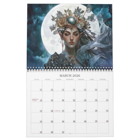 2026 Töchter der Moonlight Fantasy Art Kalender (Mär 2026)