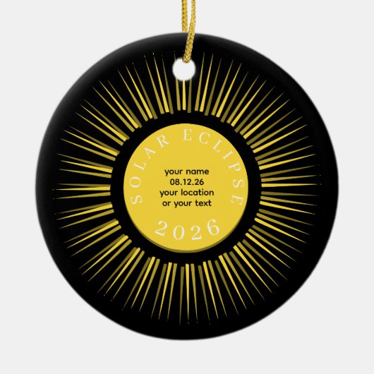 2026 Total solar eclipse your text personalized Keramik Ornament (Vorne)